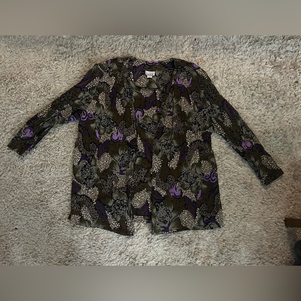 Fitting Image plus size cardigan with shoulder pads